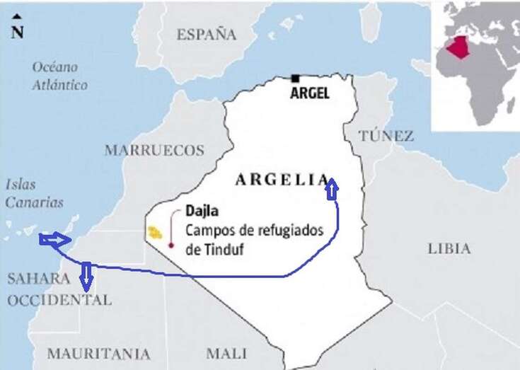 Mapa de Argelia, Canarias y Sáhara Occidental/TA.